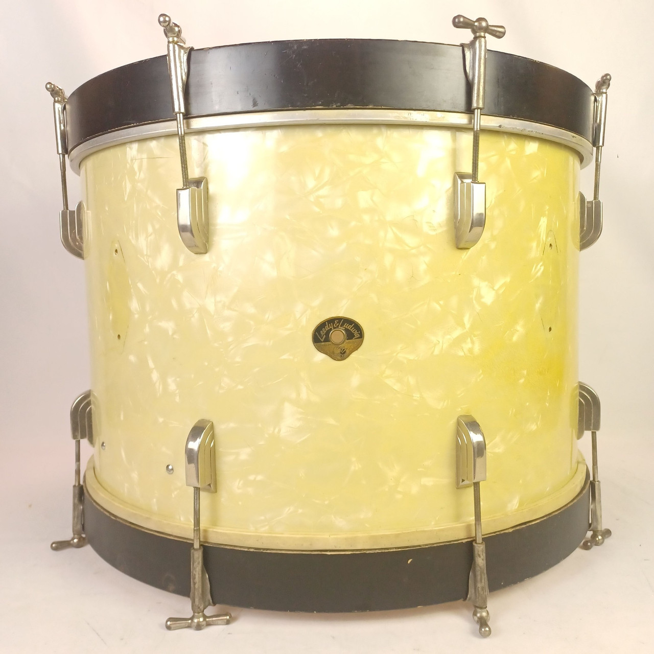 Leedy&Ludwig 14x22"Jan-1953 WMP 3Ply Jasper Bass Drum Vintage White Marine Pearl — main photograph
