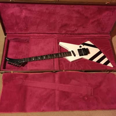 SOLD Gibson Explorer 90 Double w/HSC Matthias Jabs Scorpions Guitar white w/black stripes RARE image 4