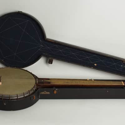 Minstrel Banjo (maker unknown), c. 1870, original black coffin case. image 10
