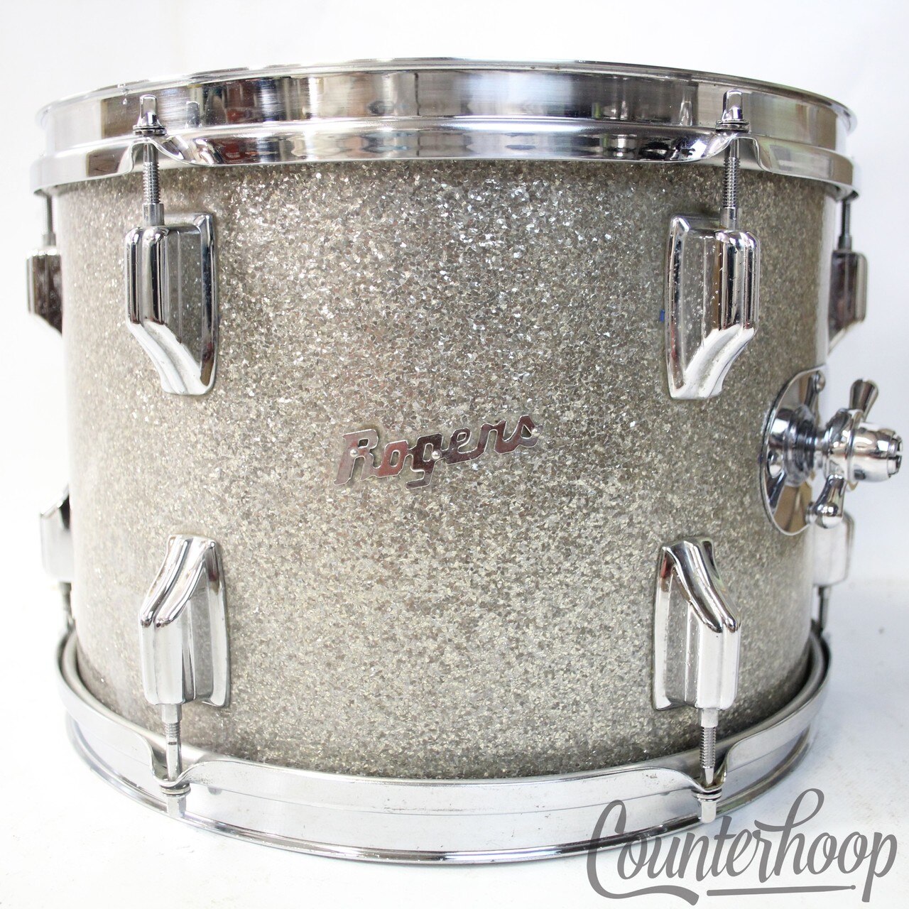 Rogers 13x9"Silver Sparkle Tom Drum Vintage Powertone Fullerton Swivomatic USA* — main photograph