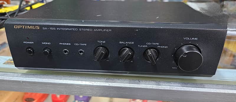 Optimus SA-155 Integrated Stereo Amplifier – Compact Desktop Amp / Great for Turntables image 1