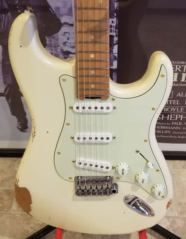 Shijie STE Pro Strat Vintage White Relic Nitro Finish image 1