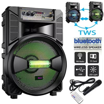 8" 3000W Portable Bluetooth Speaker Sound System – DJ Party PA with LED & Remote Bild 2