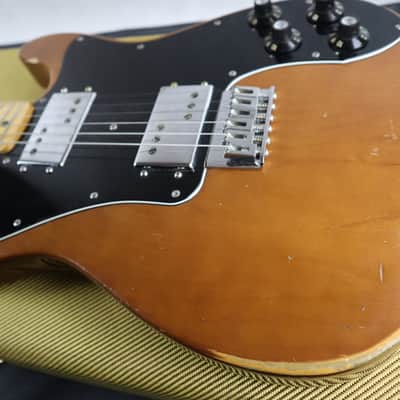 Fender Telecaster Deluxe 1975 w/ Original 1973 neck Walnut Mocha Vintage HH double cunife wide range humbuckers w/ HSC Brown Rare image 3