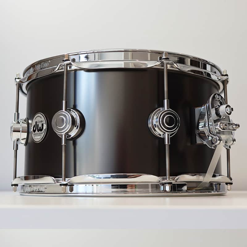 DW Collectors Satin Black Over Brass 7" x 13" Snare Drum w/ VIDEO! image 1