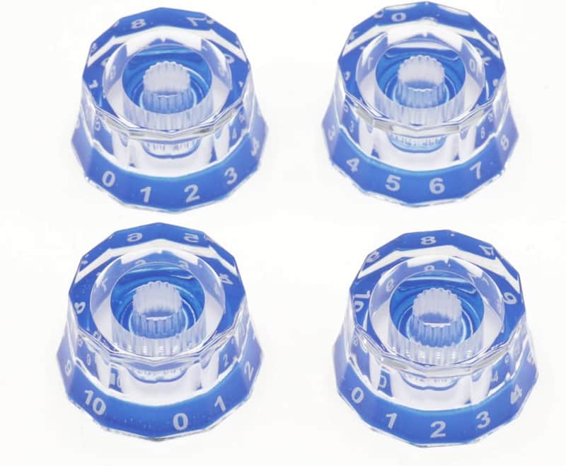 4pcs Blue Lampshade Guitar Knobs | 18 Spline Coarse Split Shaft Volume & Tone Control Knob Set for PRS, Les Paul, SG, LP-Style Electric Guitars image 1