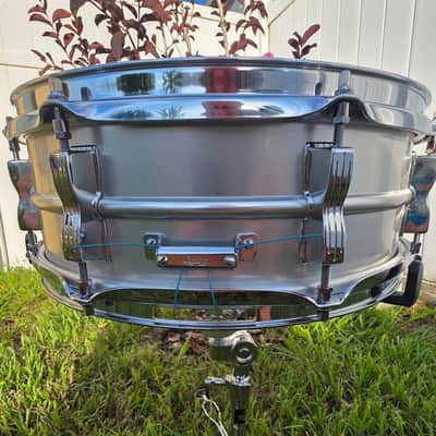 Ludwig No. 404 Acrolite 5x14" 8-Lug Aluminum Snare Drum with Keystone Badge July 1969 - Matte Aluminum image 3