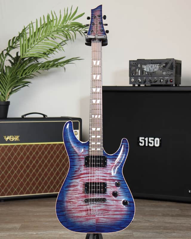 2015 Schecter USA Custom Shop Hollywood Classic Blue Crimson Flame Maple Top HH #15-10026 image 1
