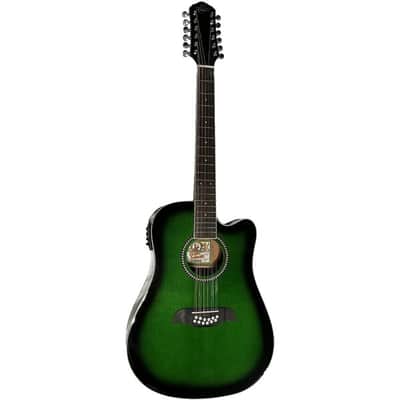 Oscar Schmidt OD312CETGR Cutaway 12 String Acoustic Electric Guitar. Trans Green image 5