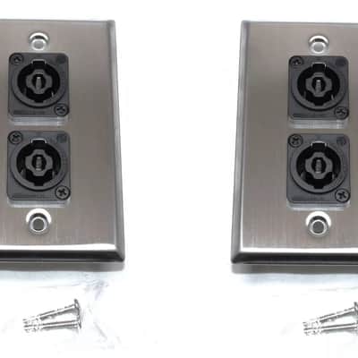 (2) Two Single Wall Plates w/ Dual Genuine Neutrik NL4MPXX SpeakON (Stainless) image 1