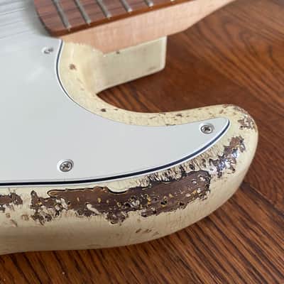 Fender Baritone Stratocaster Neck on MJT VTS Body 2022 - Olympic White over Sunburst image 4