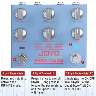 JOYO R-31 PARA-VERB Reverb Guitar Effect Pedal 9 Types Stereo Input/Output Endless Reverb,price include the import duty for US buyer image 4