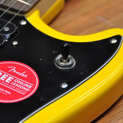 Squier FSR Bullet Competition Mustang HH Yellow w/Black stripes image 10