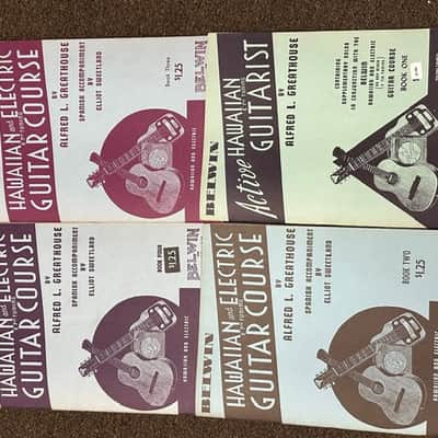 Used Vintage Retro Old Belwin Set of 4 different music books Hawaiian & Electric Guitar Course Books image 1