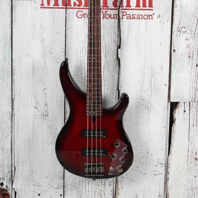 Yamaha TRBX604FM 4 String Electric Bass Guitar Flame Maple Top Dark Red Burst image 2