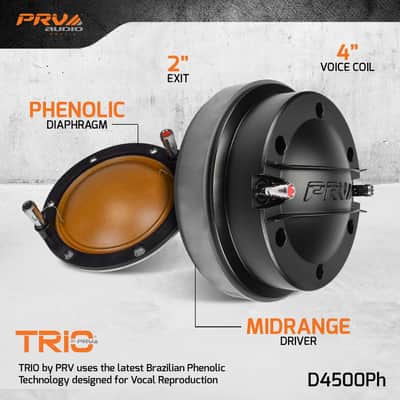 4x PRV Audio D4500Ph Trio 2″ Midrange Driver 500 Watts 4” Voice Coil 8-Ohms – TRIO Phenolic Diaphragm image 4