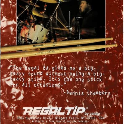 Regal Tip Very Rare and Collectable Dennis Chambers signature drum sticks 1989-1994 - Classic hickory image 7