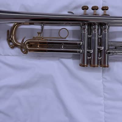 King Tempo Nickel 1970s - Silver Trumpet with Laquer slides and original case image 9