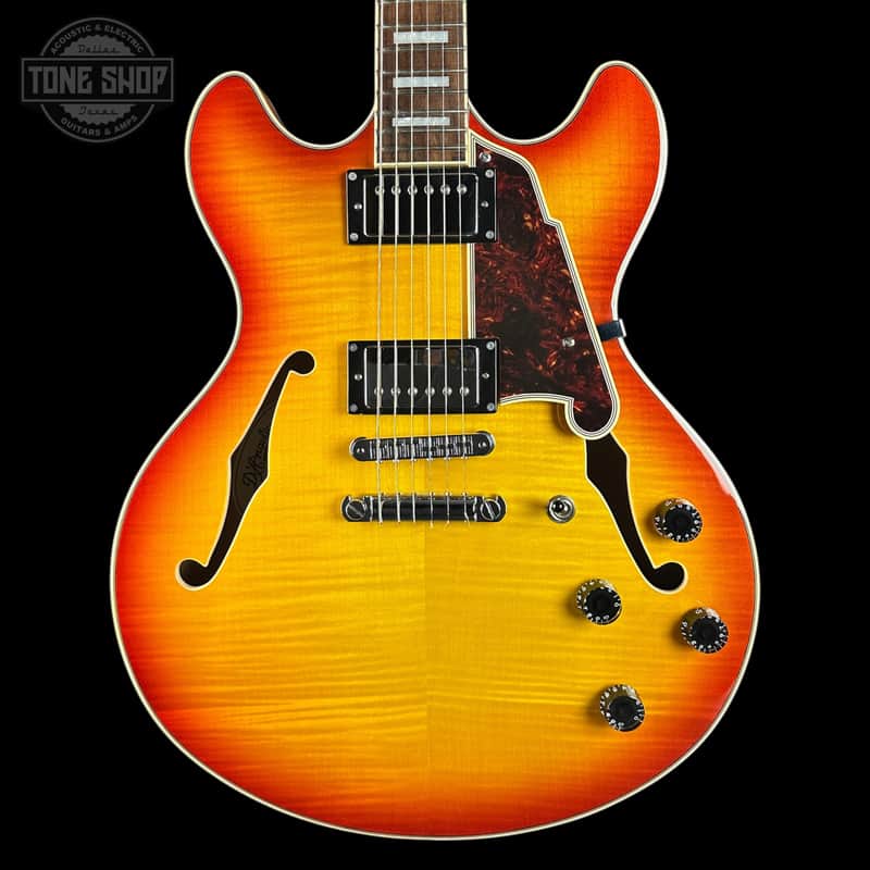 Used D'Angelico Premier DC Semi-Hollow Stoptail Dark Iced Tea Burst w/bag TSU24806 image 1