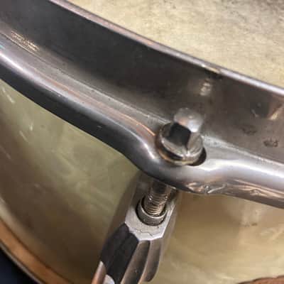 1940s Slingerland 7x14 Radio King Snare Drum in White Marine Pearl image 7