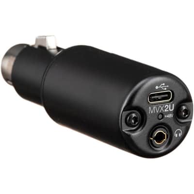 Shure MVX2U XLR-to-USB Digital Interface with Headphone Jack, Integrated Pre-amp with 60dB Gain Control, Zero-Latency Monitoring, 48V Phantom Power, ShurePlus Desktop App, 1m USB-C Cable image 1