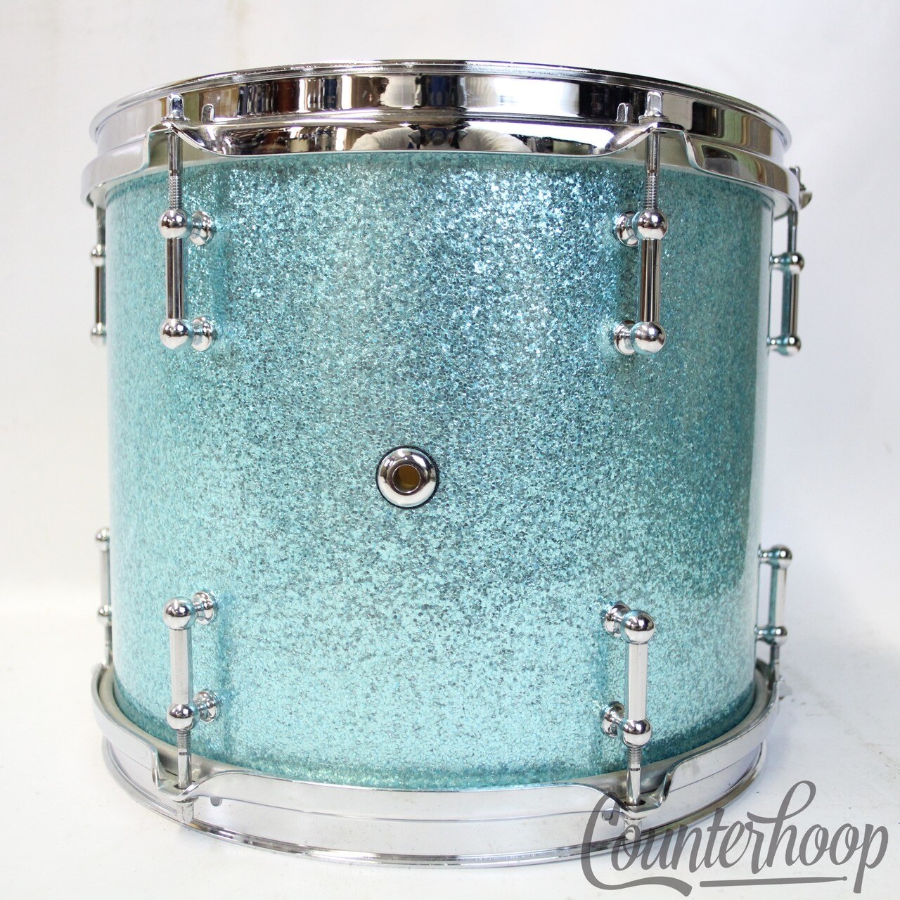 Pearl Custom 12x10"Turquoise Sparkle Tom Drum Tube Lugs Optimount Mahogany Shell — main photograph