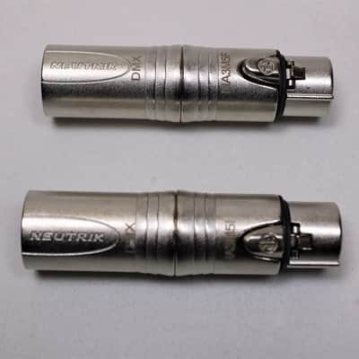 NEUTRIK (2) Two Genuine NEUTRIK NA3M5F 3-Pin XLR Male to 5-Pin XLR Female DMX Adapter image 1