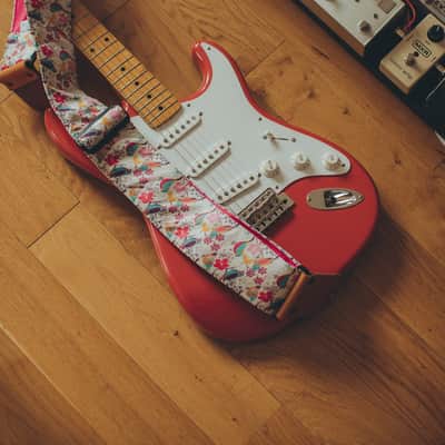 Mr.Strapsky Birds Guitar/Bass Strap (Light Claret), Leather Ends image 9