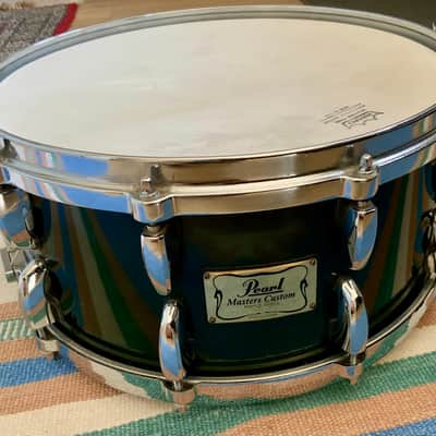 Pearl snare drum 14’’x6.5’’ Pearl masters custom maple shell  1996 - Emerald mist image 3