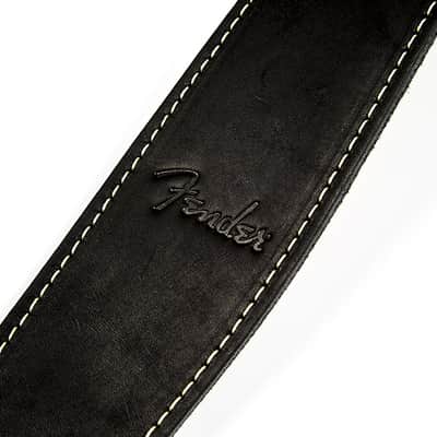 Genuine Fender 2.5" Wide Ball Glove Leather Adjustable Guitar Strap - Black image 3