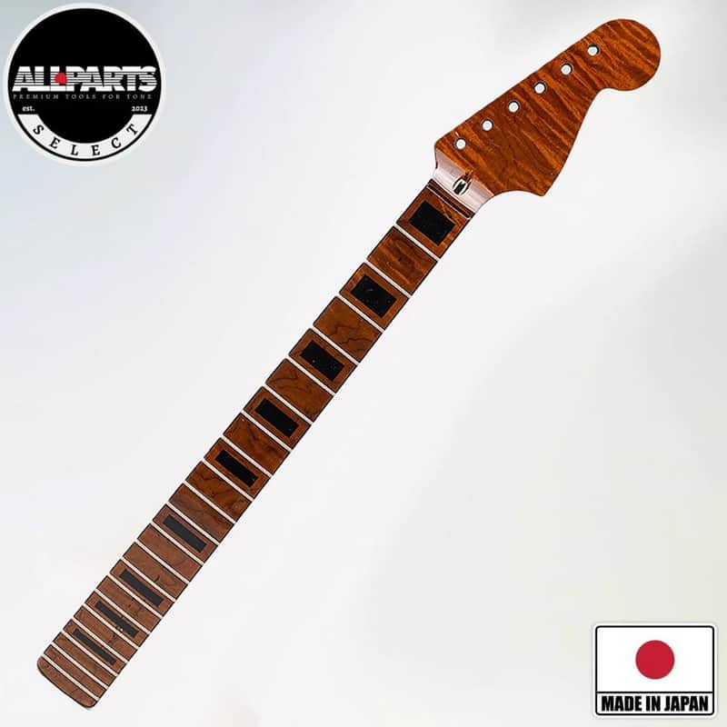 Allparts Select "Licensed by Fender®" AAA+ Roasted Flame Maple "VIN-MOD" Deluxe Replacement Neck for Jazzmaster® - Poly Finish - Bound with Block Inlays image 1