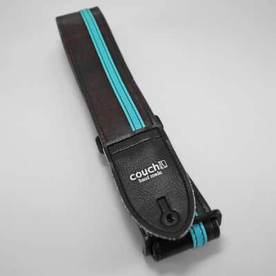Couch Brown with Aqua Vinyl Racer X Guitar Strap image 3