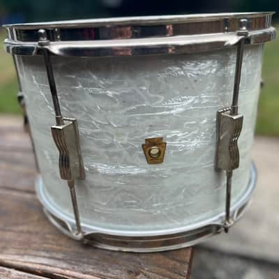 PRE SERIAL Ludwig No. 444 Club Date 9x13" Rack Tom with Keystone Badge 1961-1964 WHITE MARINE PEARL WMP image 3
