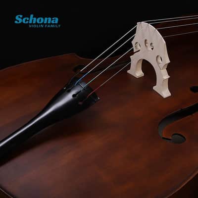 SCHONA SDB-03ME - 4/4 Handmade Solid Wood Double Bass Matte Finish SpruceTop Maple Back Sides Headstock Ebony Fingerboard Professional Contrabass image 6