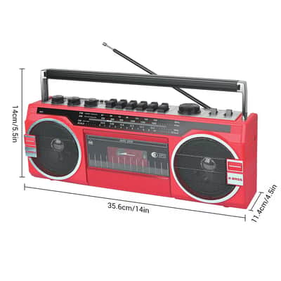 Retro Red Boombox Cassette Player & Recorder – Perfect for Musicians & Audio Creators image 4