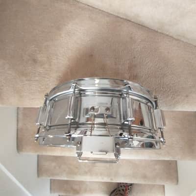 Rogers Vintage 7 line Dynasonic chrome over brass snare drum 1963/64 Cleveland SN 5244! image 11