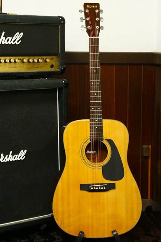 1980's made MORRIS MD Dreadnought Acoustic Guitar MD-502 Made in