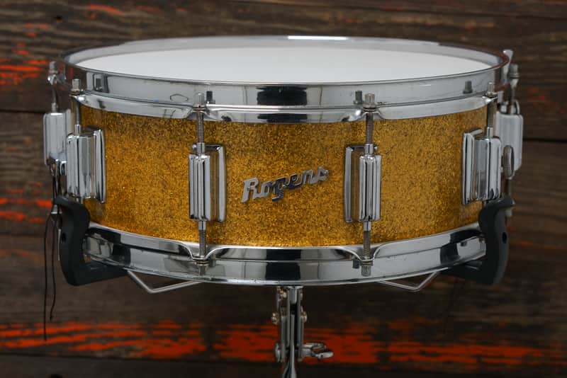 Rogers 5x14" Dynasonic Wood Snare Drum - 1960s Gold Sparkle Pearl image 1