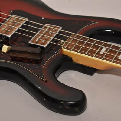 1960s Kingston (Kawai/Teisco) Solidbody Electric Bass Guitar Red Burst MIJ image 9