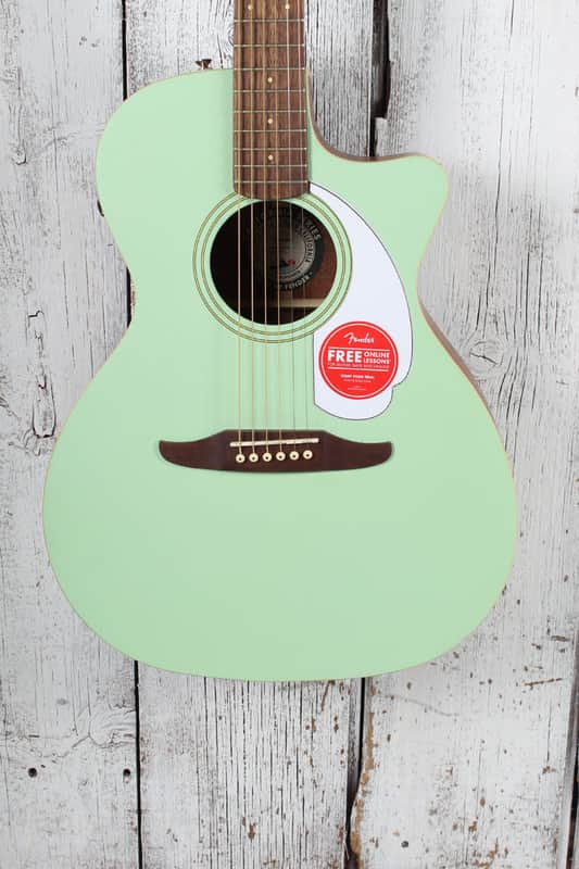 Fender Newporter Player Acoustic Electric Guitar Solid Spruce Top Surf Green image 1
