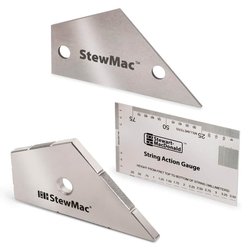 StewMac Precision Fret Tool Trio, Metric – String Action Gauge, Fret Rocker, Fret Kisser for Guitar Setup & Repair image 1