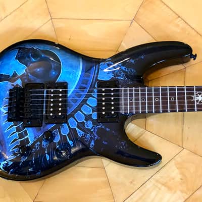 NEW DBZ Barchetta Neck Thru Electric Guitar- Floyd Rose-Trans Blue, Skull Gloss Korea image 2