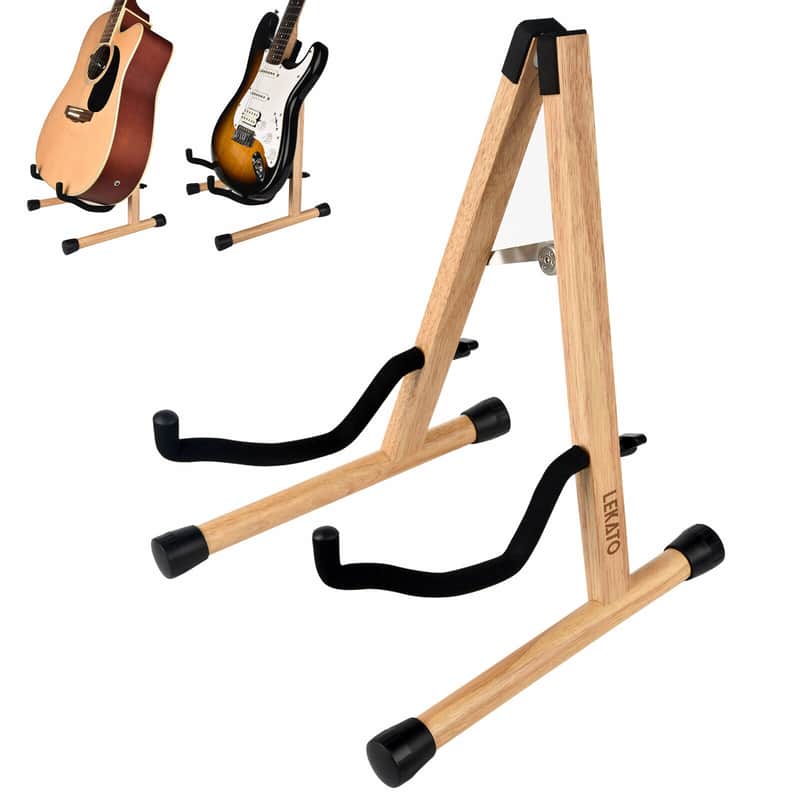 LEKATO A-Frame Wooden Electric Guitar Acoustic Guitar Bass Holder Hanger Stand image 1