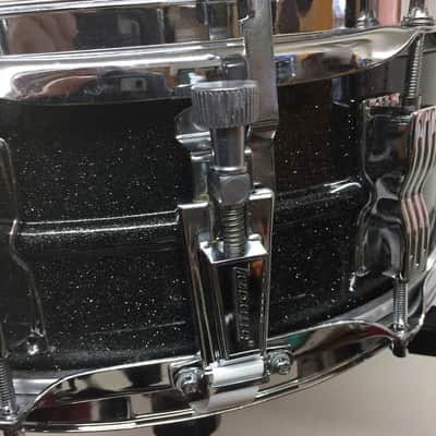 Ludwig LM404 Acrolite 5x14" 8-Lug Aluminum Snare Drum with Black/White Badge 1994 - 2012 - Black Galaxy Mint! image 10