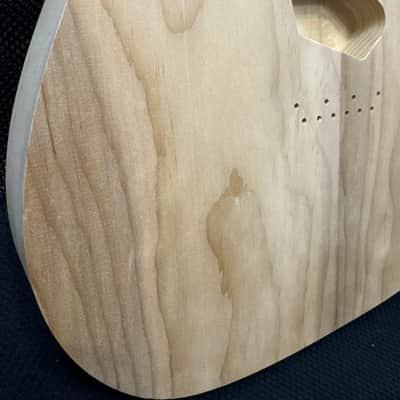 Hades Roasted Maple, Roasted clear Pine Telecaster Body Raw off the CNC image 5