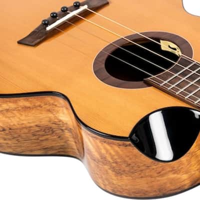 Flight Lily EQ-A Princess Series Solid Cedar Top Mahogany Neck Steel 4-String Acoustic Baritone Ukulele w/Padded Gig Bag & Pickup image 7
