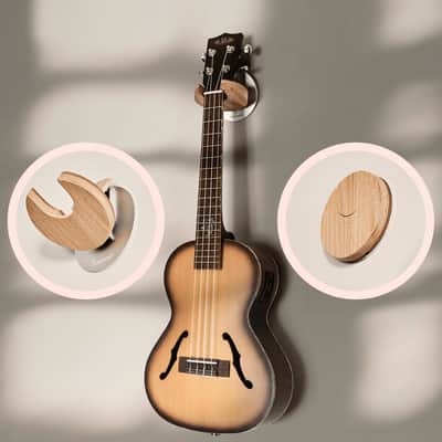 Collapsible Ukulele Wall Hanger and Wall Mount - Patented - Danish Design - Space Saving - Wooden - Oak Color - Scratch Proof - Award Winning image 2