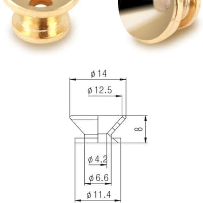 Guitar Strap Locks Metal Guitar Strap Buttons End Pins with Mounting Screws for Folk Acoustic Electric Guitar or Bass Ukulele Set of 2Pcs Bell Style Gold image 2