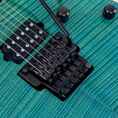 1998 Ibanez J Custom KRG1802 Spot Model Transparent Turquoise AAAA Flame Top DiMarzio HH image 7