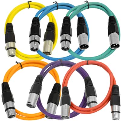 Seismic Audio SAXLX-2BGORYP XLR Male to XLR Female Mic Cable - 25' (6-Pack)